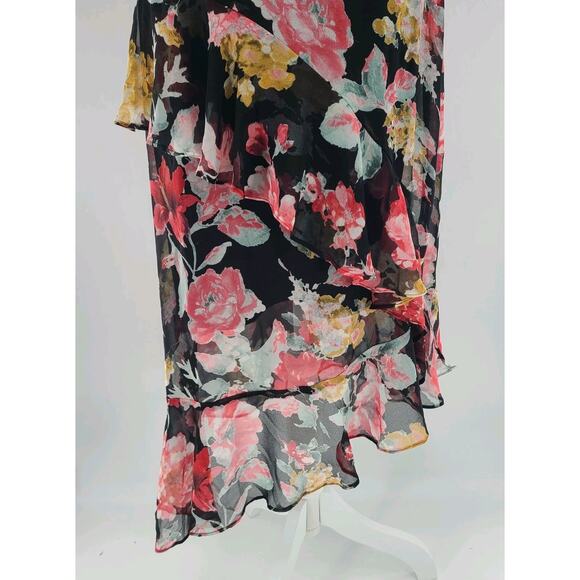 Y2K Babydoll Fairygoth Maxi Dress Small Plunge Sheer Floral Asymmetrical Lace - Picture 5 of 14